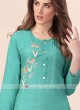 Sea Green Cotton Straight Kurti