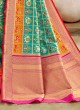 Wedding Wear Patola Print Saree In Sea Green Color