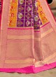 Purple Banarasi Silk Patola Saree With Elephant Motif