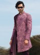 Attractive Onion Pink Indowestern Set In Brocade Silk