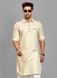 Wedding Wear Pathani Suit In Cream Color