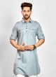 Ethnic Wear Pathani Suit In Grey Color