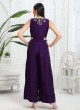 Purple Floral Hand Embroidered Jumpsuit