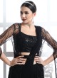 Shimmering Black Lehenga With Crop Top & Long Jacket With Cape Sleeves