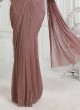 Onion Pink Net Pleated Saree with Designer Blouse