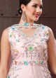 Pink Silk 3D Flowers Embroidered Jumpsuit with Choker Dupatta