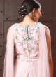 Pink Silk 3D Flowers Embroidered Jumpsuit with Choker Dupatta