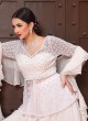 Cream Palazzo Suit with Peplum Choli & Ruffled Dupatta