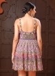 Peach Net Heavy Embroidered Short Dress
