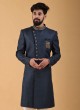 Wedding Wear Blue Indowestern In Art Silk