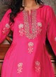 Fancy Pant Style Suit In Rani Color