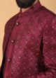 Ethnic Jacket Style Indowestern In Wine Color