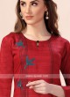 Cotton Silk Maroon Straight Kurti