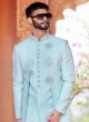 Firozi Jacket Style Indowestern Set In Brocade Silk