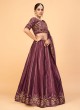 Wine Ferrari Silk Embroiderd Embellished Lehenga Choli