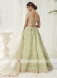 Net Lehenga Choli In Pista Green