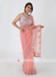 Peach Color Net Fabric Saree