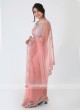 Peach Color Net Fabric Saree