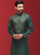 Wedding Wear Green And Golden Kurta Pajama