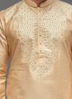 Cotton Silk Golden Cream Kurta Pajama For Wedding