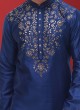 Blue Readymade Cotton Silk Kurta Pajama