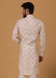 Biege Printed Art Silk Kurta