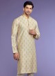 Silk Cream Readymade Kurta Pajama For Men