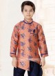 Peach & Navy Indo Western For Boys