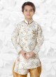 Off White & Golden Indo Western For Boys