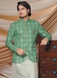 Jacket Style Green And Off White Indowestern