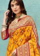 Mustard Yellow And Red Color Patola Print Saree