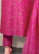 Chanderi Pant Style Suit In Rani Color