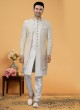 Readymade Off White Lucknowi Embroidered Indowestern Set