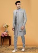 Thread Embroidered Jacket Style Indowestern Set