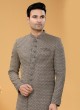 Light Brown Thread Embroidered Indowestern Set