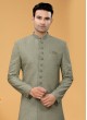 Readymade Light Olive Thread Men's Indowestern Set