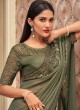 Mehendi Green Shimmer Silk Wedding Wear Saree