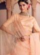 Light Orange Embroidered Lehenga Choli In Net