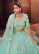 Net Embroidered Lehenga Choli In Sky Blue Color