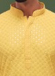 Sequins Work Yellow And White Indowestern Set