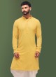 Sequins Work Yellow And White Indowestern Set