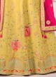 Yellow Color Khatli Work Semi Stitched Lehenga