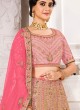 Silk Semi Stitched Lehenga In Light Pink Color