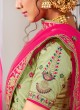 Designer Pista Green Semi Stitched Lehenga