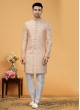 Elegant Light Peach Embroidered Indowestern Set