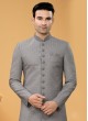 Designer Dark Grey Indowestern Set For Men