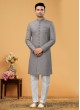 Designer Dark Grey Indowestern Set For Men