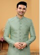 Pista Green Thread Embroidered Indowestern Set