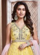 Yellow Floral Embroidered Chiffon Anarkali Suit