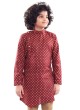 Cotton Printed Kurta Pajama In Maroon